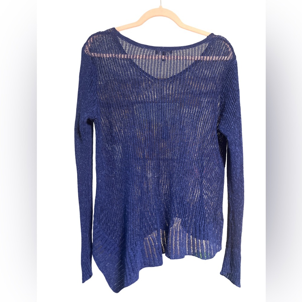 Eileen Fisher Linen Cotton Blend Blue Sweater Size Medium - Picture 3 of 8